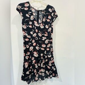 J Crew Blue Floral V-Neck Mini Dress